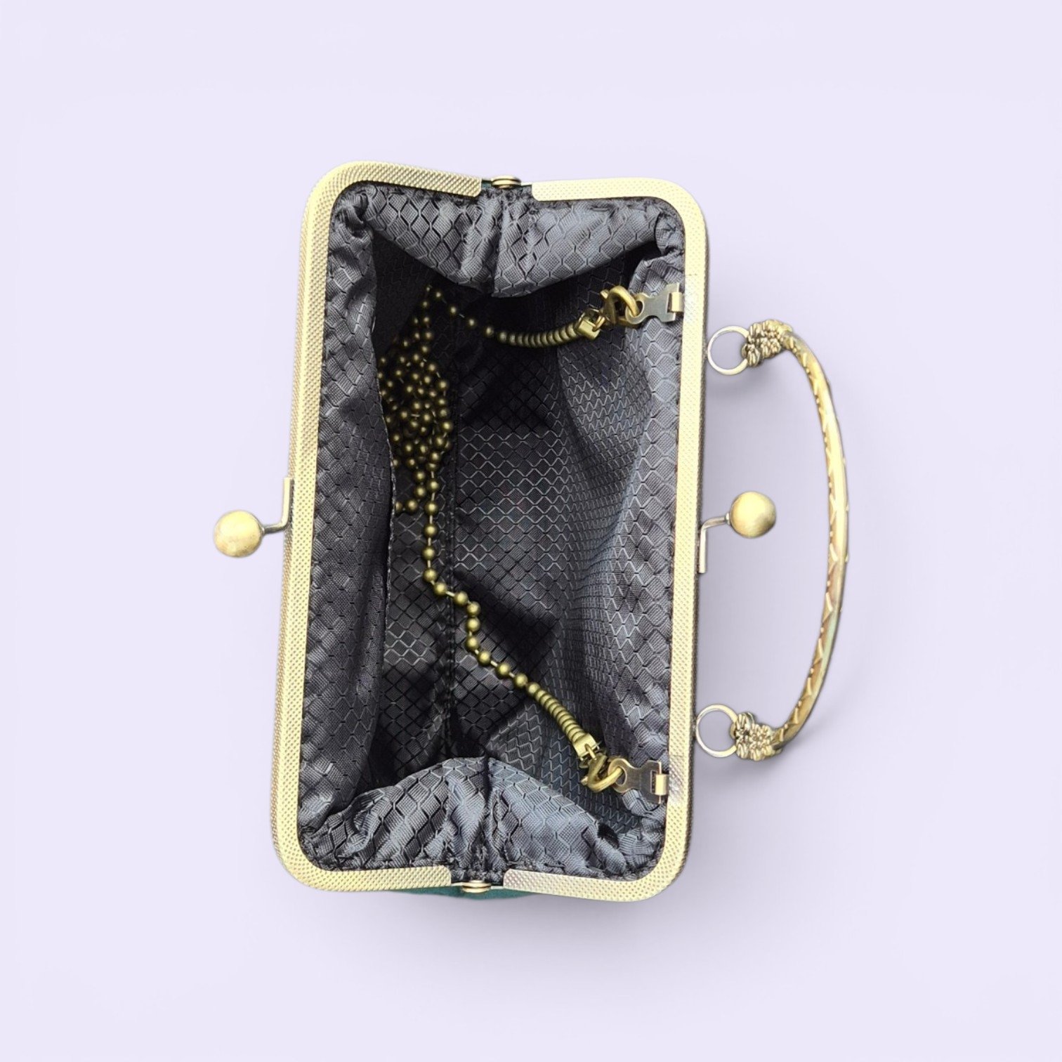 ELIZA - torebka vintage butelkowa zieleń ornament - obrazek 4