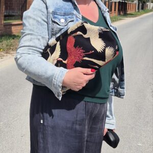 HORTENSJA torebka retro – motyw żurawi